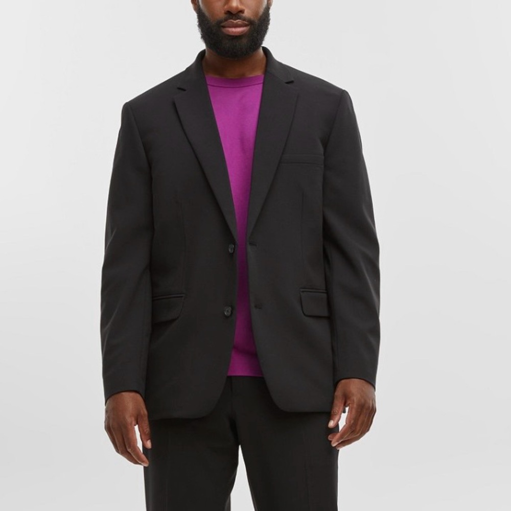 Mode of‎ One Single Vested Men’s Blazer, 3-Button, Color Black, Size Large